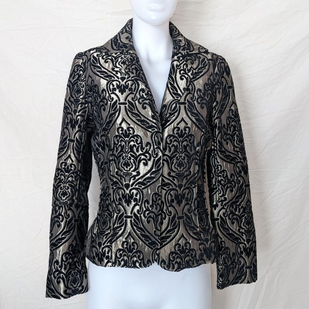 Newport News Gold and Black Damask Brocade Blazer